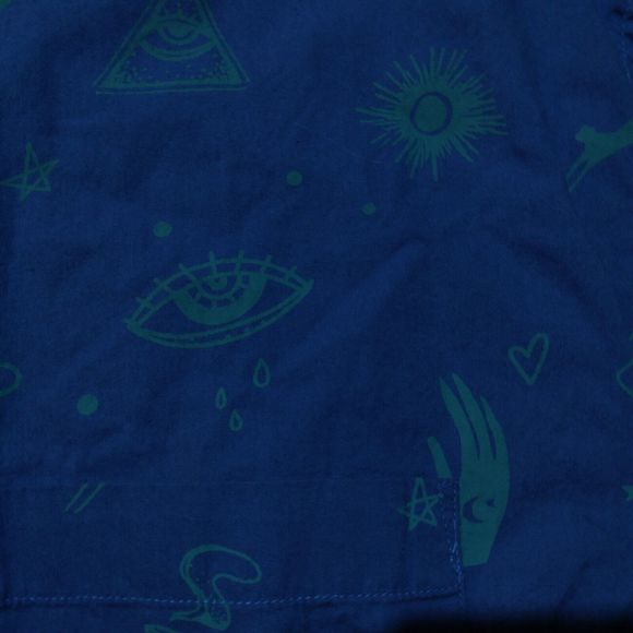 VSTR shirt mens 2XL XXL blue illuminati all over print button short sleeve - Picture 4 of 9